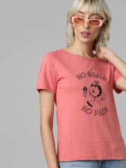 ONLY Women Pink Printed T-shirt