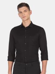 Arrow Men Black Cotton Formal Shirt