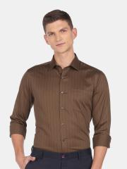 Arrow Men Brown Striped Formal Shirt