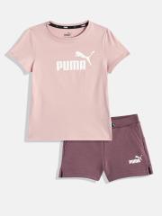 Puma Girls Pink Printed T-shirt with Shorts