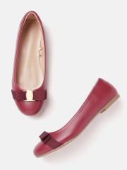 Allen Solly Women Maroon Solid Ballerinas with Bow Upper