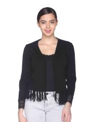 Club York Women Black Solid Acrylic Shrug