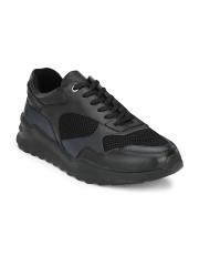 Delize Men Black Leather Sneakers