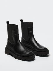 MANGO Women Black Solid Heeled Boots