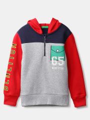 United Colors of Benetton Boys Grey Colourblocked Sweatshirt