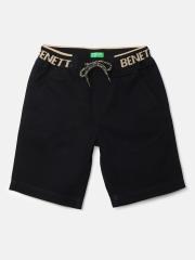 United Colors of Benetton Boys Black Solid Shorts