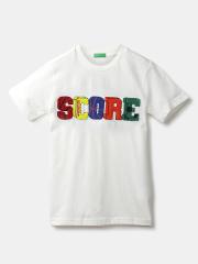 United Colors of Benetton Boys White Embroidered T-shirt