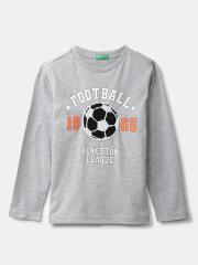 United Colors of Benetton Boys Grey Printed T-shirt