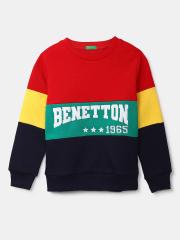 United Colors of Benetton Boys Red Colourblocked Sweatshirt