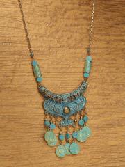 Sangria Gold-Plated & Turquoise Blue Coins Necklace