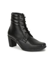 VALIOSAA Women Black Solid Heeled Boots