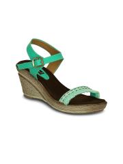 Get Glamr Women Green Woven Design Sandals