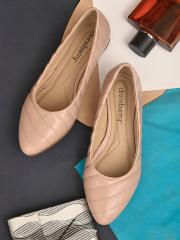 DressBerry Women Nude-Coloured Textured Ballerinas Flats