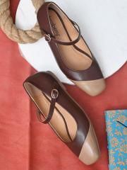 DressBerry Women Brown Colourblocked Ballerinas Flats