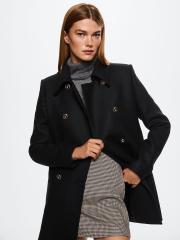 MANGO Women Black Solid Longline Overcoat