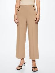 MANGO Women Beige Cropped Trousers