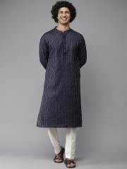 See Designs Men Blue Woven Design Kurta