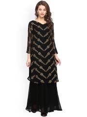 Ahalyaa Women Black Printed Straight Kurta