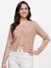 AND Women Beige Solid Crop Top