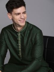 Manyavar Men Green Solid Kurta with Churidar