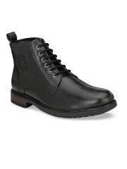 San Frissco Men Black Solid Leather Boots