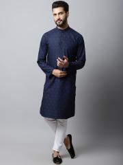 even Men Blue Geometric Printed Kurta