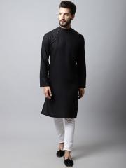 even Men Black Kurta