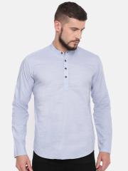 The Indian Garage Co Men Blue Solid Straight Kurta