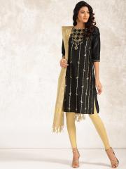 Anouk Women Black Printed Straight Kurta