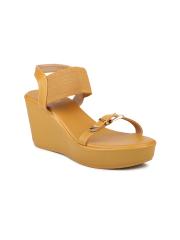 Inc 5 Women Mustard Yellow Wedge Sandals with Buckles