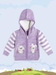 Wingsfield Girls Purple & White Animal Sweater with Embroidered Detail