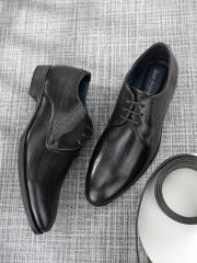 San Frissco Men Black Textured  Formal Derbys