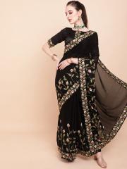 Sangria Women Black Sarees