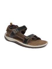 Woodland ProPlanet Men Black & Brown Patterned Leather Sandals