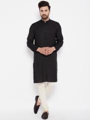 even Men Black Kurta