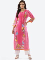 Biba Women Pink Floral Printed Kurta