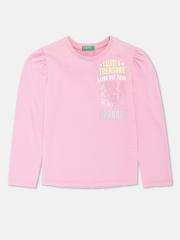 United Colors of Benetton Girls Pink Printed Cotton Top