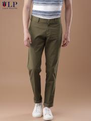 Louis Philippe Sport Men Olive Green Slim Fit Solid Chinos