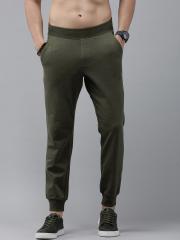 Roadster Men Olive Green Solid Joggers