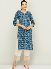 Melange by Lifestyle Women Blue Printed Kurta