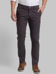 Parx Men Grey Tapered Fit Chinos Trousers