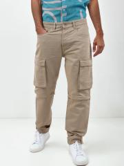 Celio Men Solid Beige Cargo Jeans