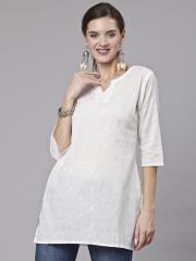 Nayo Women White Printed Tunic