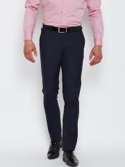 Blackberrys Men Navy Sharp Fit Solid Formal Trousers