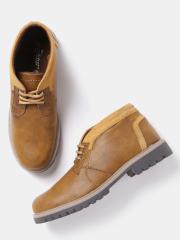 Roadster Men Tan Brown Solid Mid-Top Flat Boots