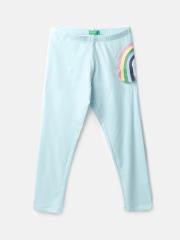 United Colors of Benetton Infant Girls Blue Solid Cotton Leggings