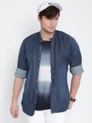 Roadster Men Blue Solid Denim Shirt