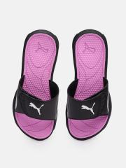 Puma Women Black & Purple Printed Sliders