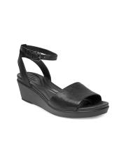 Crocs Leigh  Women Black Solid Leather Wedges