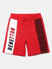 United Colors of Benetton Boys Red Typography Printed Shorts